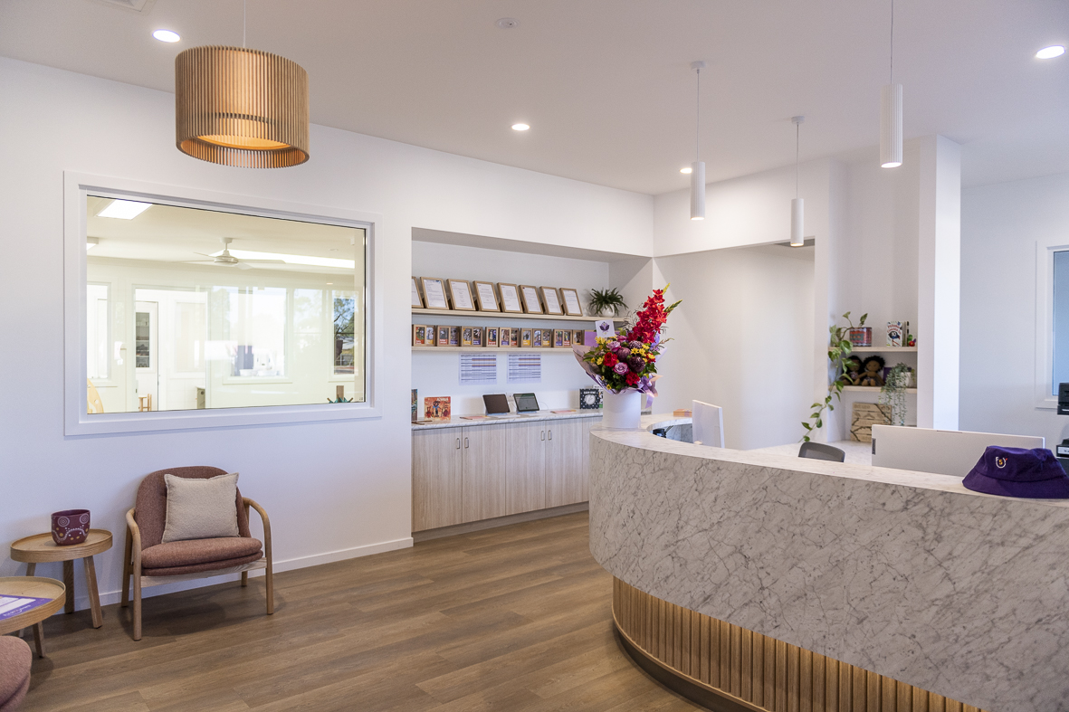 The reception and welcome space at First5Years Emerald